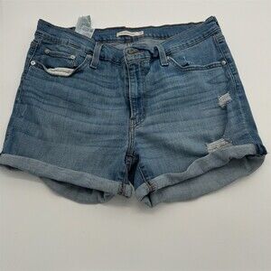 Levi's Denim Shorts Womens Size 33 Blue Distressed Cuffed 4” Inseam